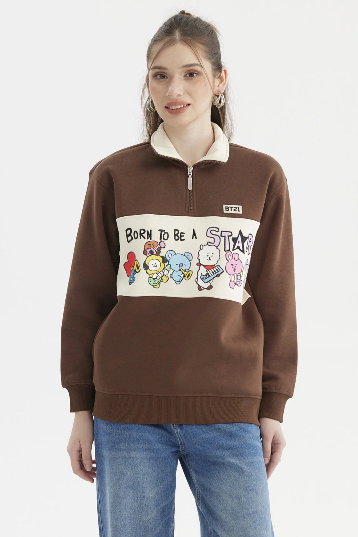 Polerón Mujer Bt21 Cafe