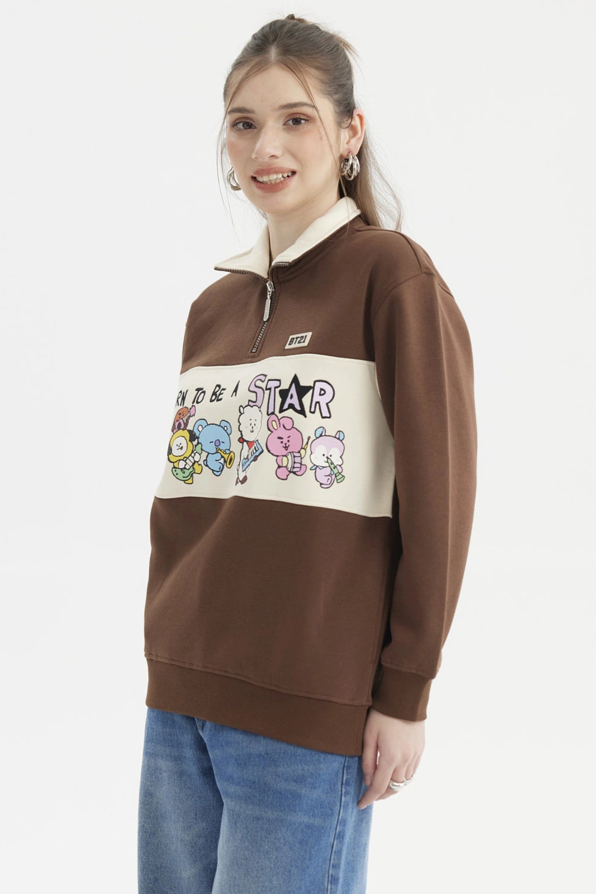 Polerón Mujer Bt21 Cafe