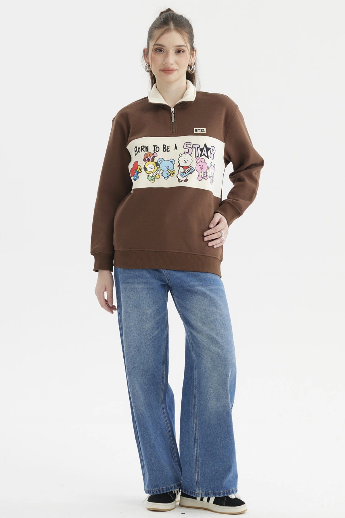 Polerón Mujer Bt21 Cafe