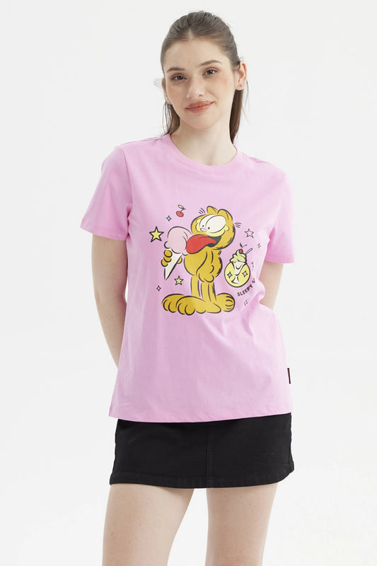 Polera Garfield Rosada