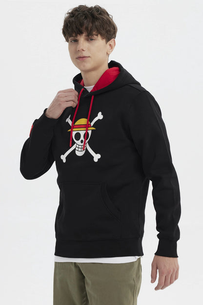 Polerón One Piece Jolly Roger Negro