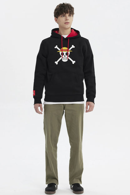 Polerón One Piece Jolly Roger Negro