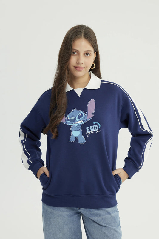 Polerón Mujer Stitch Azul Marino