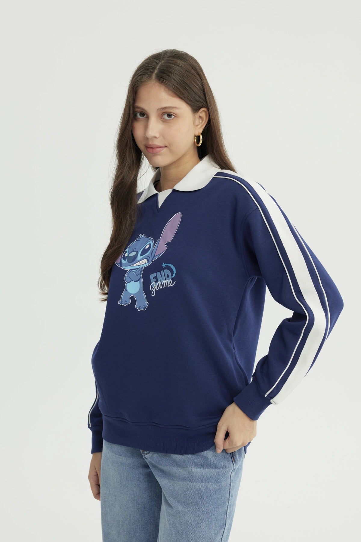 Polerón Mujer Stitch Azul Marino