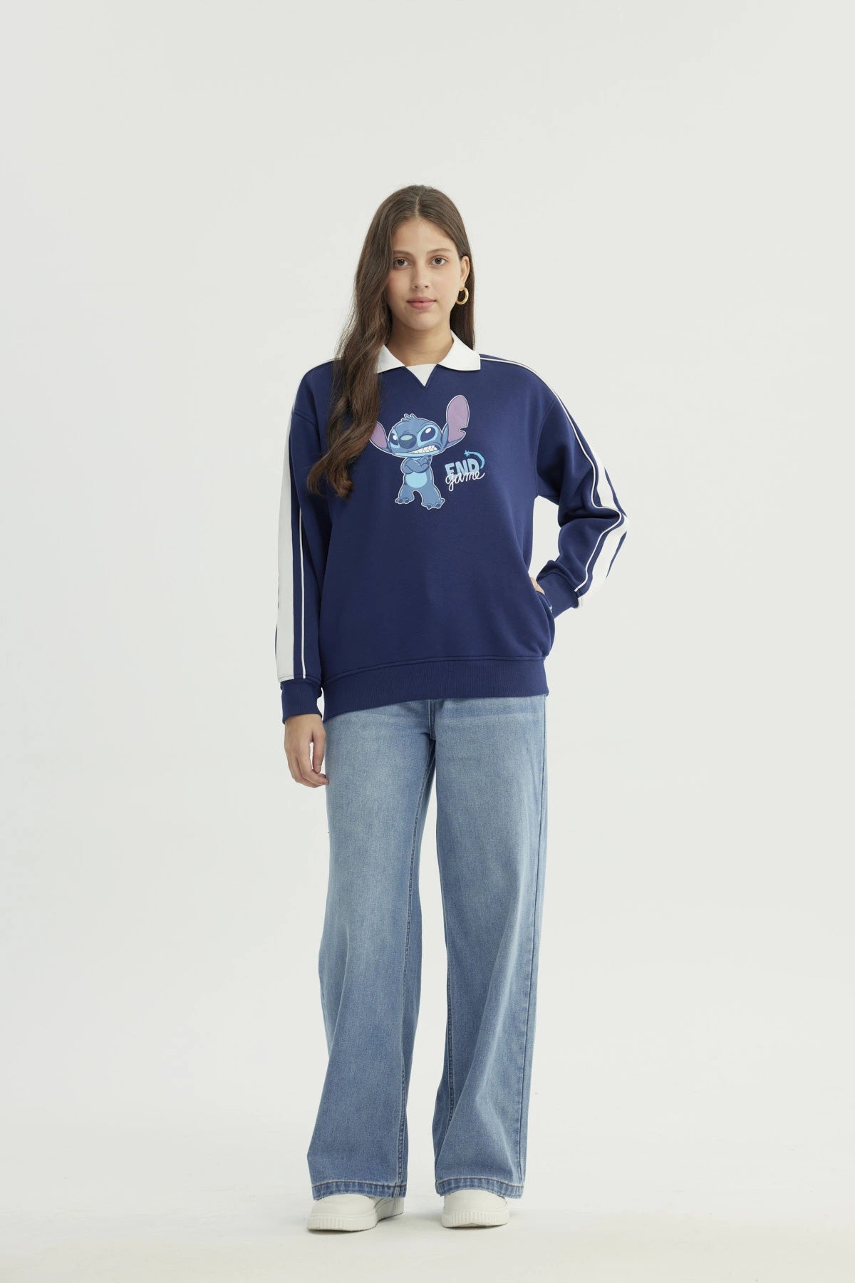 Polerón Mujer Stitch Azul Marino