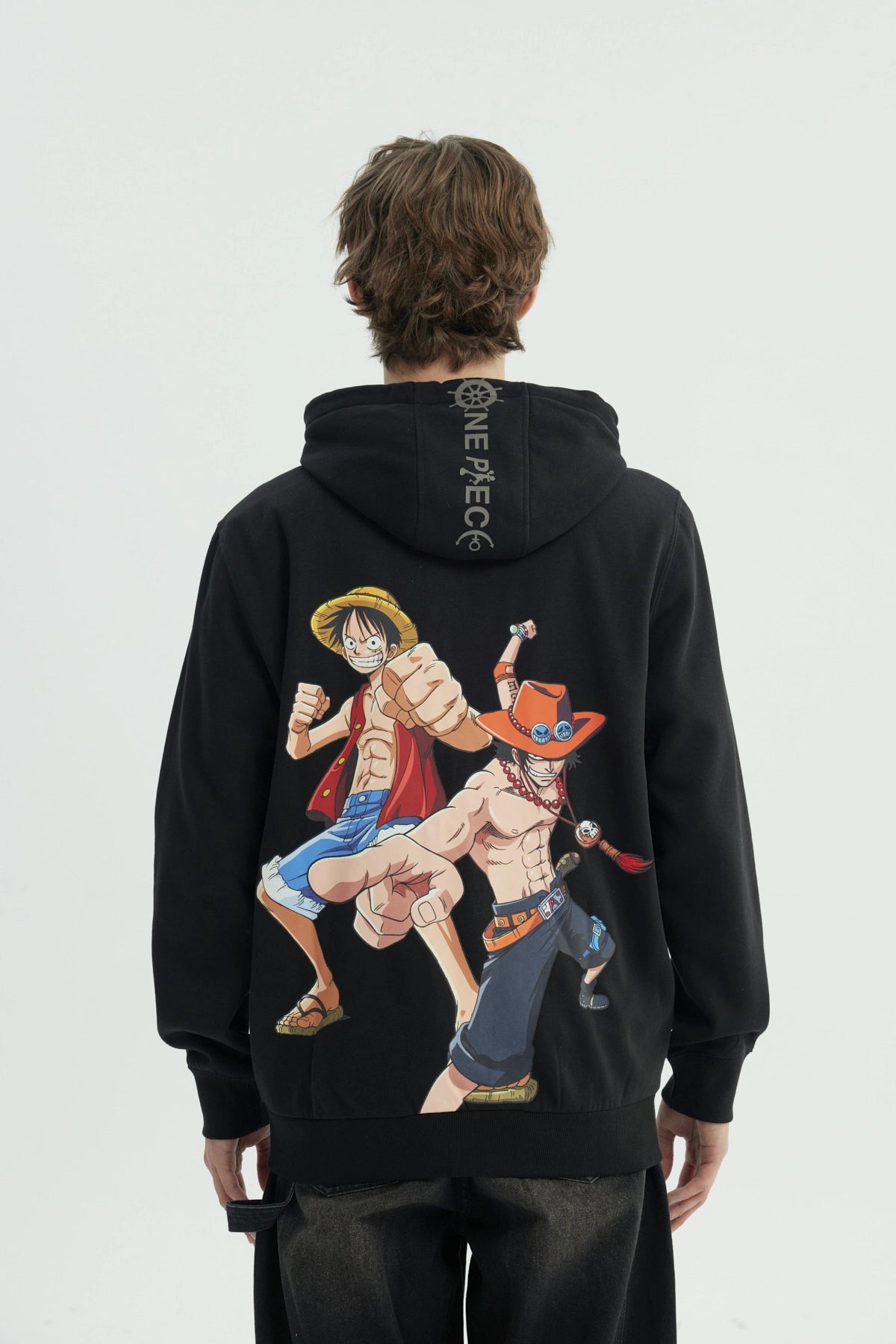Polerón One Piece Luffy & Ace Negro