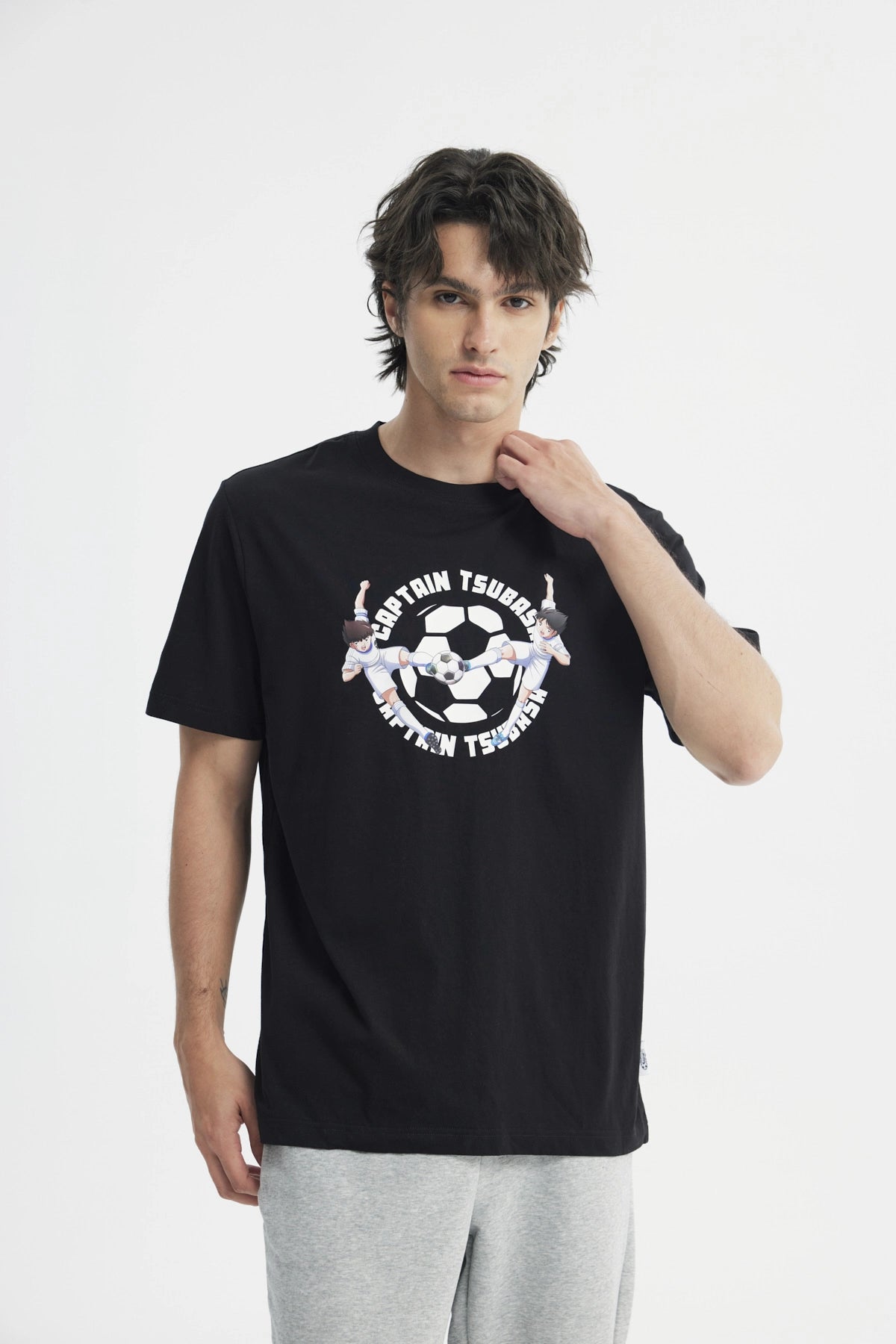 Polera Hombre Capitán Tsubasa Negra