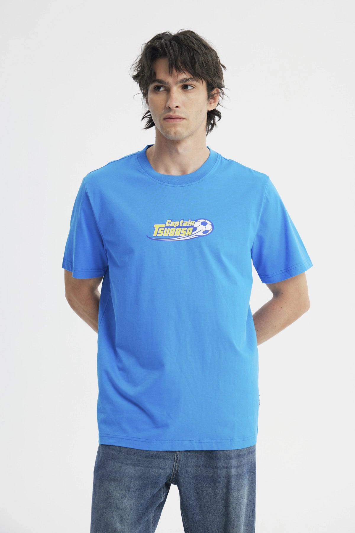 Polera Hombre Capitán Tsubasa Azul