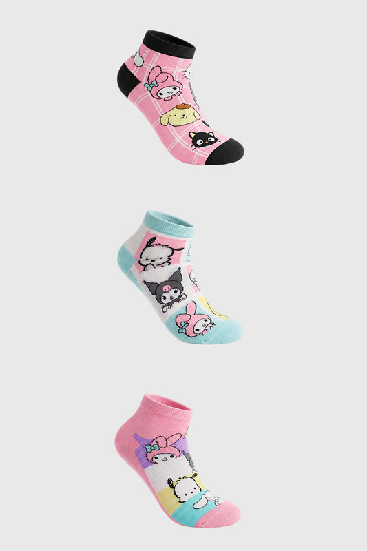 Calceta Mujer Tripack Hello Kitty Y Sus Amigos