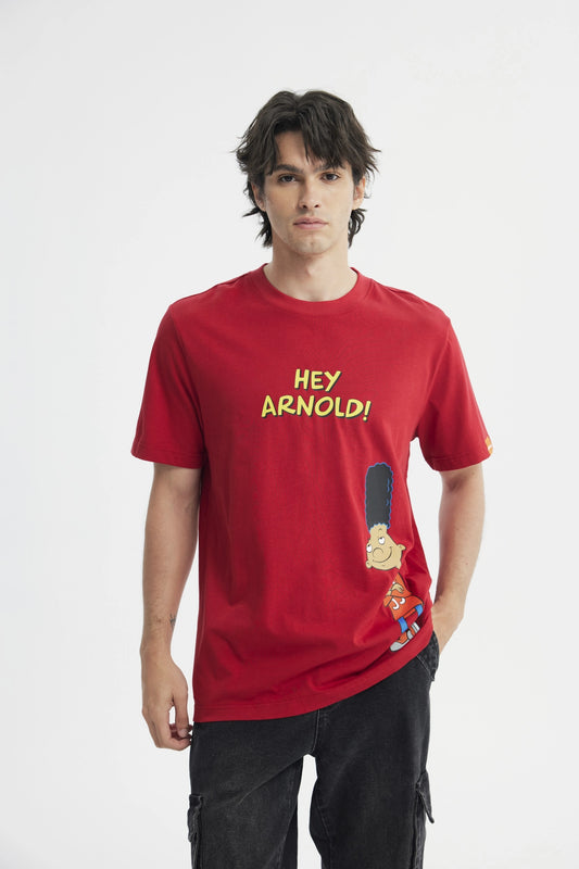 Polera Hombre Hey Arnold Rojo Vino